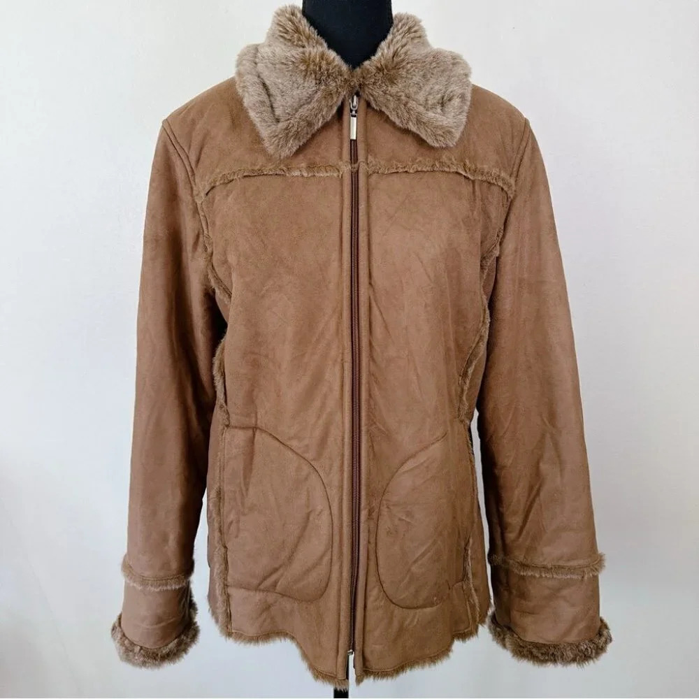 Utex Design Faux Suede Shearing Penny Lane  Coat